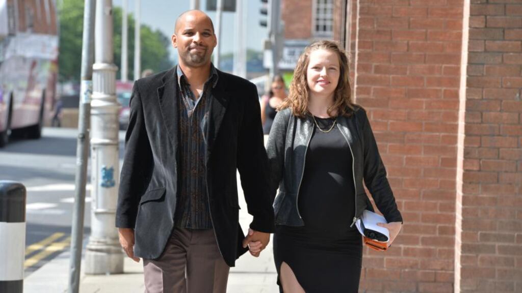 Aja Teehan and her husband, Charles Brand, outside the Four Courts in Dublin last month. Photograph: Alan Betson