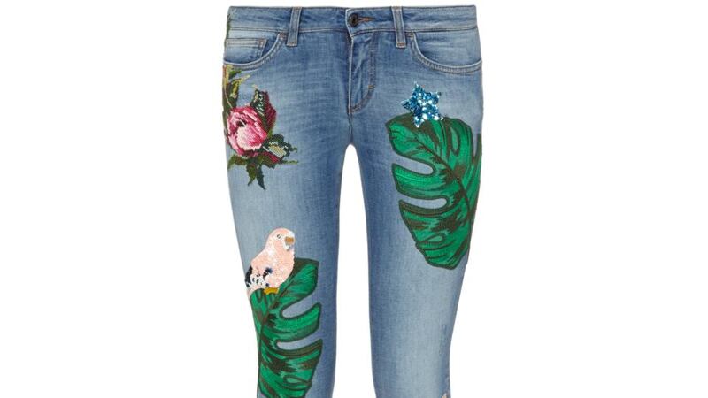 These Dolce and Gabbana embellished slim fit jeans are what denim dreams are made of
