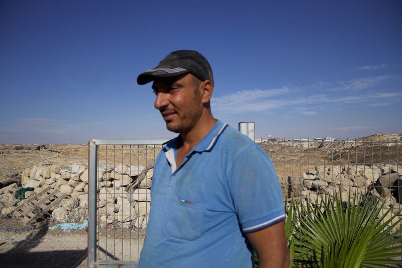 Amin al-Hudarat (41) has lived in Khirbet Zanuta his whole life, but after October 7th the threat of violence from settlers had become too high for the community to remain there. Photograph: Hannah McCarthy