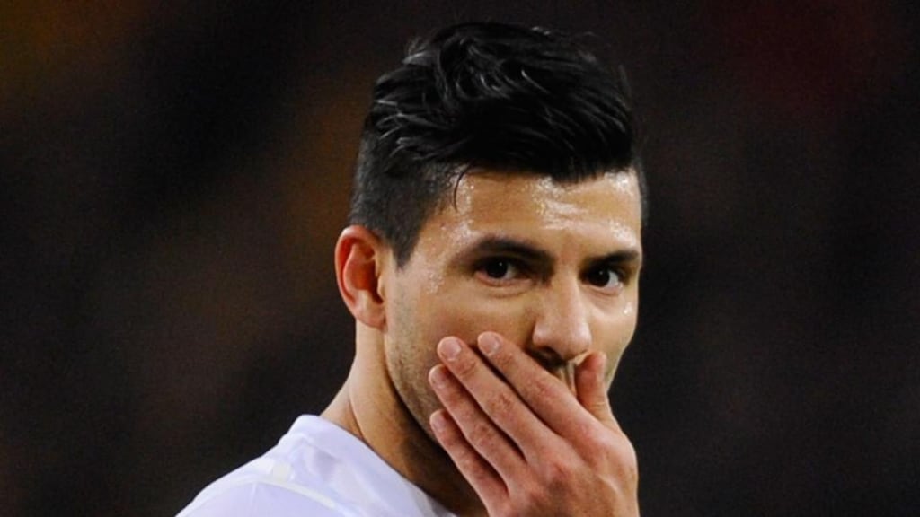 Sergio Aguero of Manchester City reacts during the UEFA Champions League Round of 16, second leg match against FC Barcelona at Camp Nou. Photograph: David Ramos/Getty Images