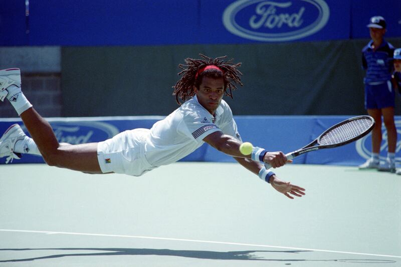 France's Yannick Noah in action in the Australian Open in January 1990: he was invited to the Rwanda Challenger tournament as its ambassador. Photograph: Patrick Riviere/Getty Images