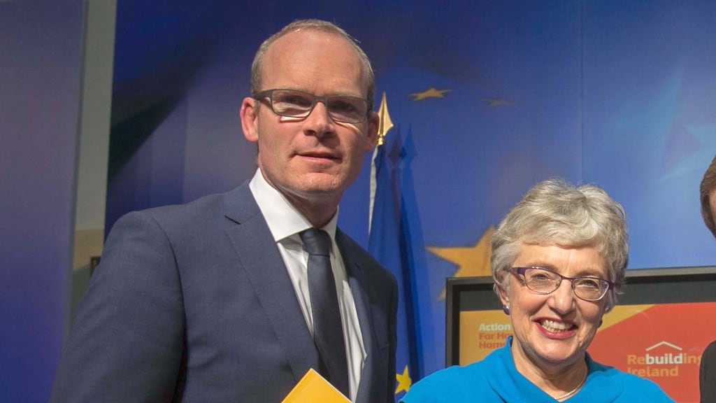 A file photograph of Minister for Foreign Affairs Simon Coveney with former Independent minister Katherine Zappone, who has been appointed as a special envoy on freedom of expression. File photograph: Gareth Chaney/Collins