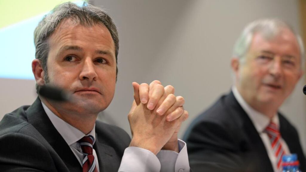 FBD group chief executive Andrew Langford  and chairman Michael Berkery. FBD has said trading conditions in the Irish insurance market “remain challenging”. Photo: Eric Luke/The Irish Times