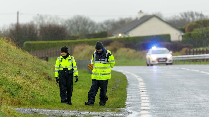 Gardaí search the roadside for evidence as they investigate the violent assault on retired farmer Tom Niland. Photograph: James Connolly