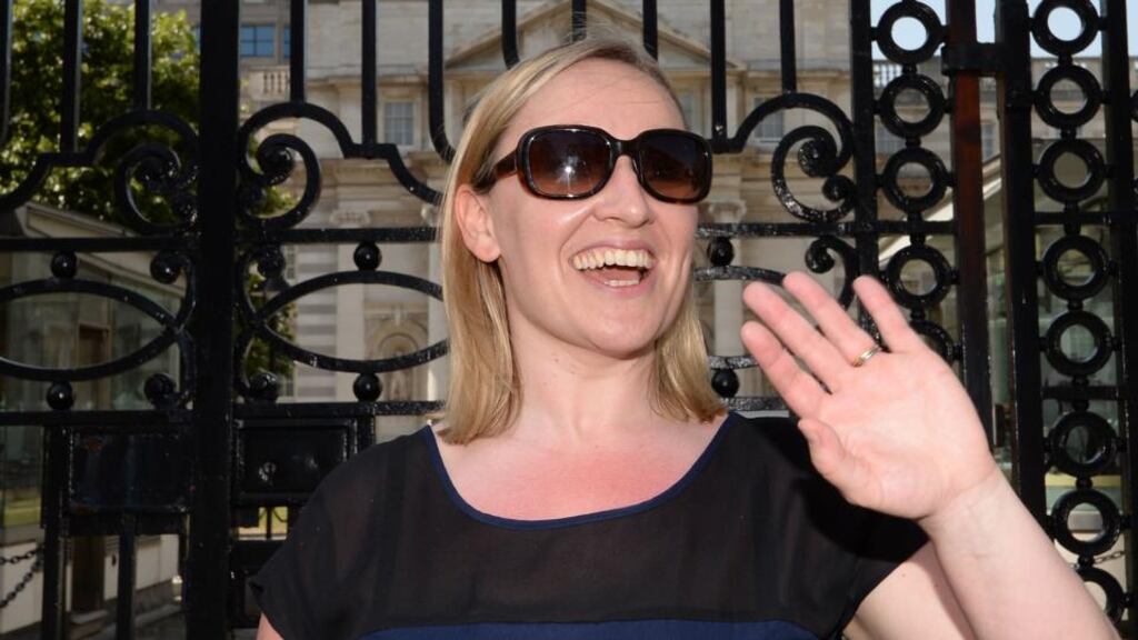 Former minister of state for European affairs Lucinda Creighton waves as she leaves Government Buildings yesterday. She resigned from the Government earlier after voting against it on the Protection of Life During Pregnancy Bill. Photograph: Brenda Fitzsimons
