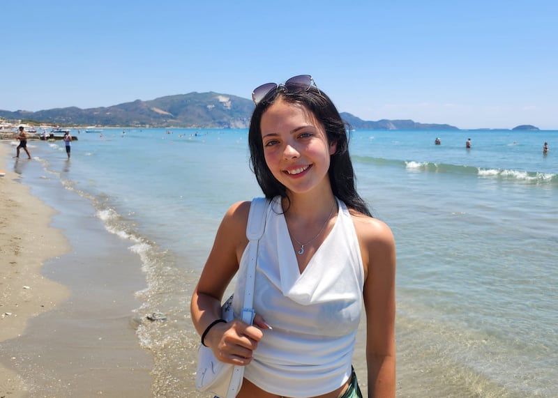 Sarah Gadaloff (18) pictured on the beach in Zante. Photograph: Niamh Browne