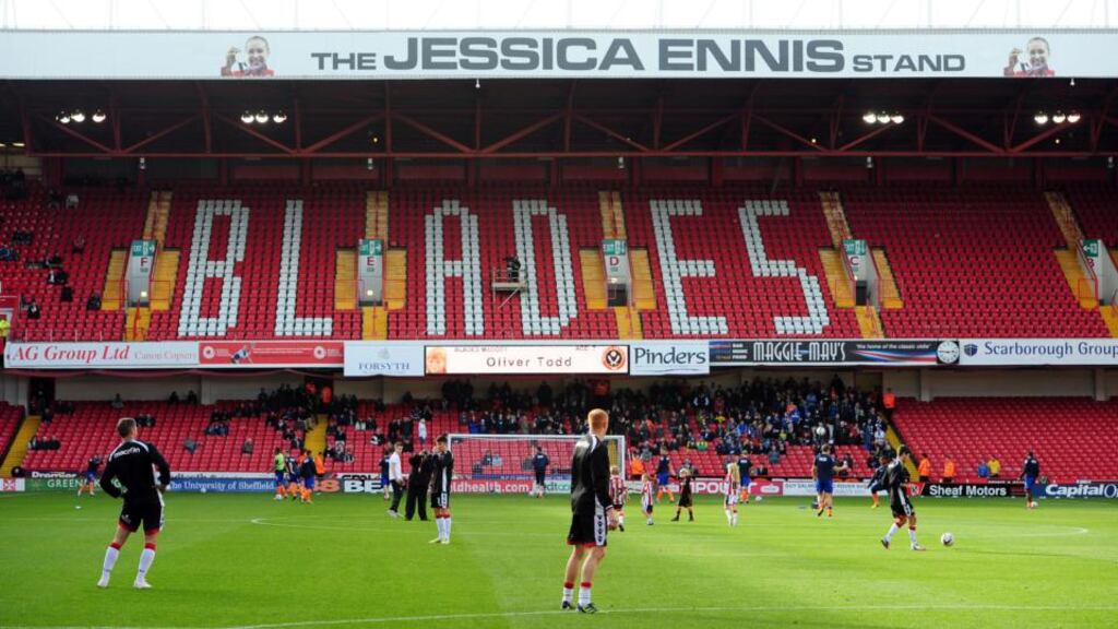 Sheffield United are to drop Jessica Ennis-Hill’s name from the Bramall Lane stand, replacing it with a sponsor. Photograph: PA