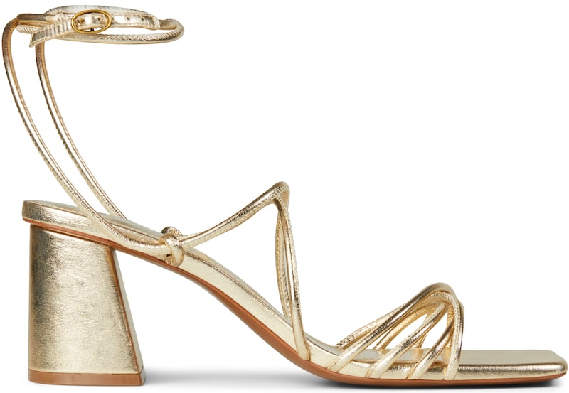 Gold strappy sandal, €49.99, Mango