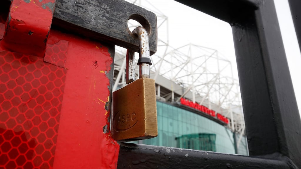 No football has been played at Old Trafford since Manchester United’s derby win on March 8th. Photograph: Martin Rickett/PA