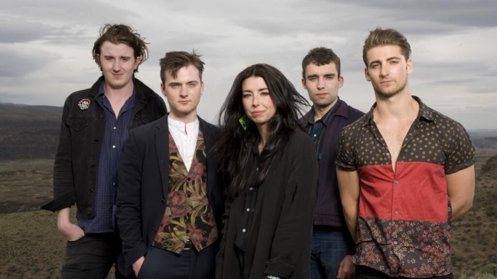 Little Green Cars: Stevie Appleby, Adam O’Regan, Faye O’Rourke, Dylan Lynch and Donagh Seaver O’Leary. Photograph: Steven Dewall/Redferns via Getty