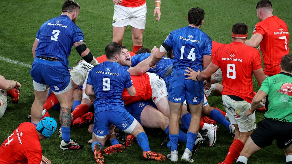 Leinster’s Ronan Kelleher scores a try. Photograph: Dan Sheridan/Inpho