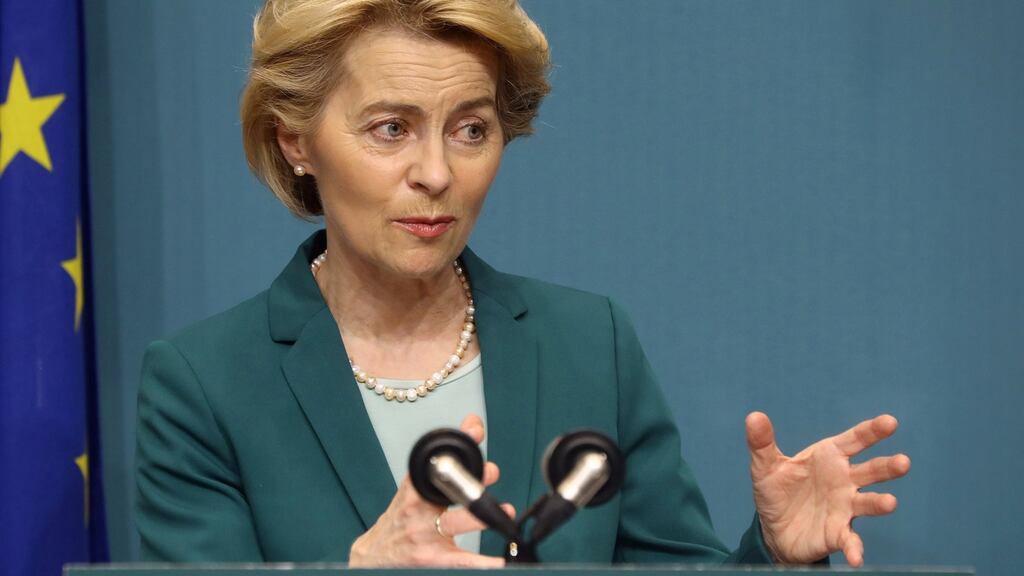 European Commission president Ursula von der Leyen: “Without the work of the Government, without the work of the politicians in the parliament, the civil service, the whole country coming together, this would not have been possible.” Photograph: Lorraine O’Sullivan/ Reuters
