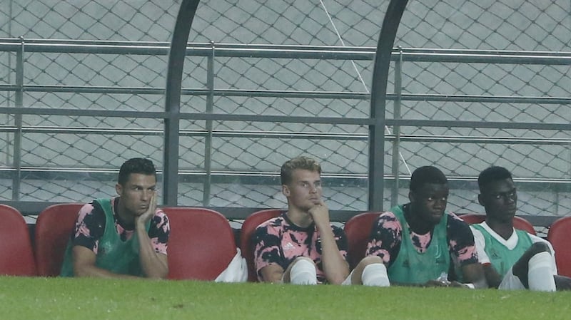 Juventus’ Cristiano Ronaldo on the bench during the friendly soccer match against the K League All Stars at the Seoul World Cup Stadium. Photograph: Kim Hee-Chul/EPA