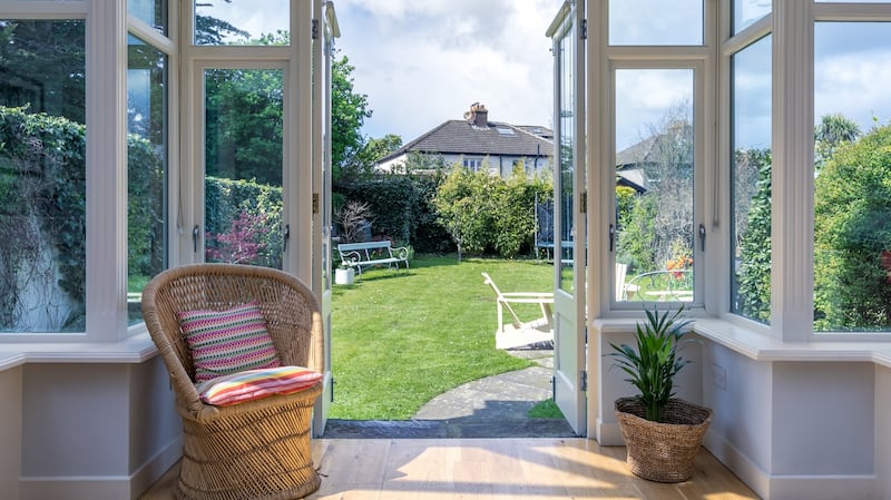 The extension looks onto the good-sized rear garden