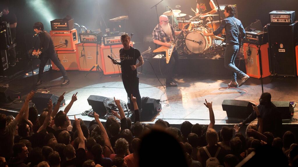 November 13th, 2015: Eagles of Death Metal on stage at the Bataclan in Paris, moments prior to an assault by Islamic State extremists that resulted in the deaths of 89 people. File photograph: Marion Ruszniewski/AFP/Getty Images