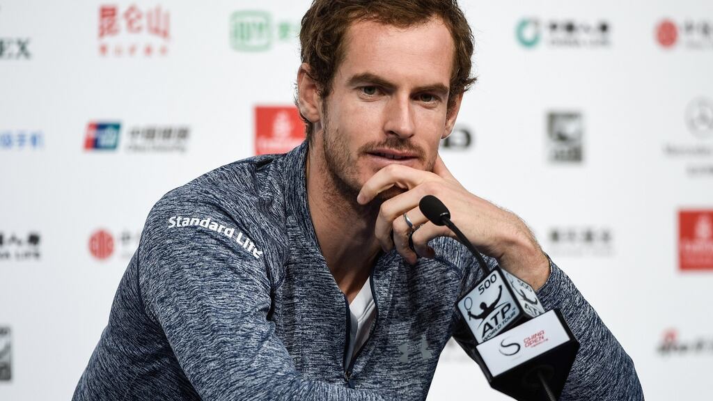 Andy Murray attends a press conference in Beijing, China. He believes the hotel maid followed him to two tournaments after she was spotted at his hotels. Photograph: Etienne Oliveau/Getty Images