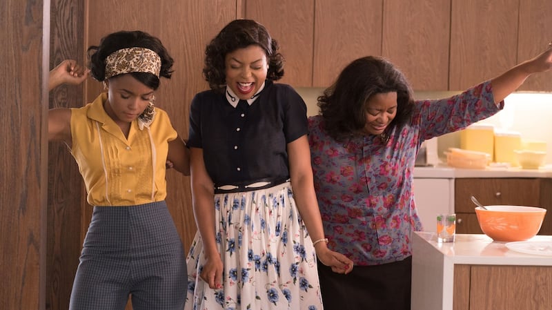 Mary Jackson (Janelle Monae), Katherine Johnson (Taraji P. Henson) and Dorothy Vaughn (Octavia Spencer) celebrate their stunning achievements in one of the greatest operations in history. Photograph: Hopper Stone