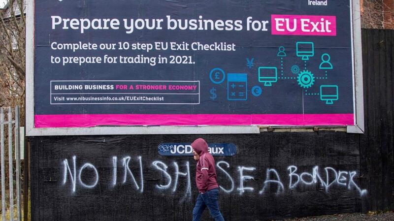 Graffiti in a loyalist area of south Belfast. Photograph: Paul Faith/AFP via Getty Images