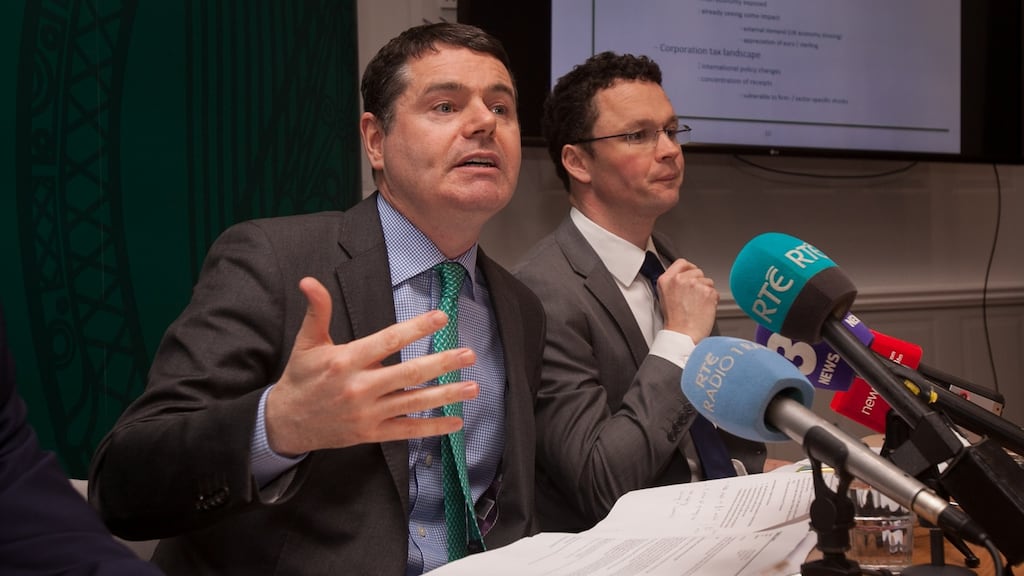 Minister for Finance Paschal Donohoe and Minister of State at the department Patrick O’Donovan have ‘different’ views on abortion. Photograph: Gareth Chaney Collins