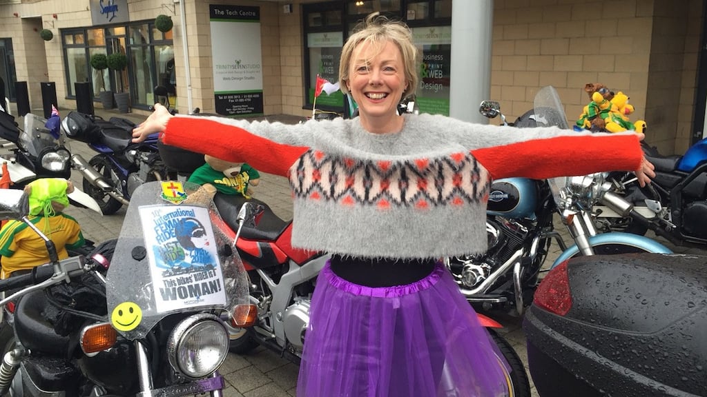 Purple reign: Government Chief Whip Regina Doherty at women’s motorcycle rally in Ashbourne
