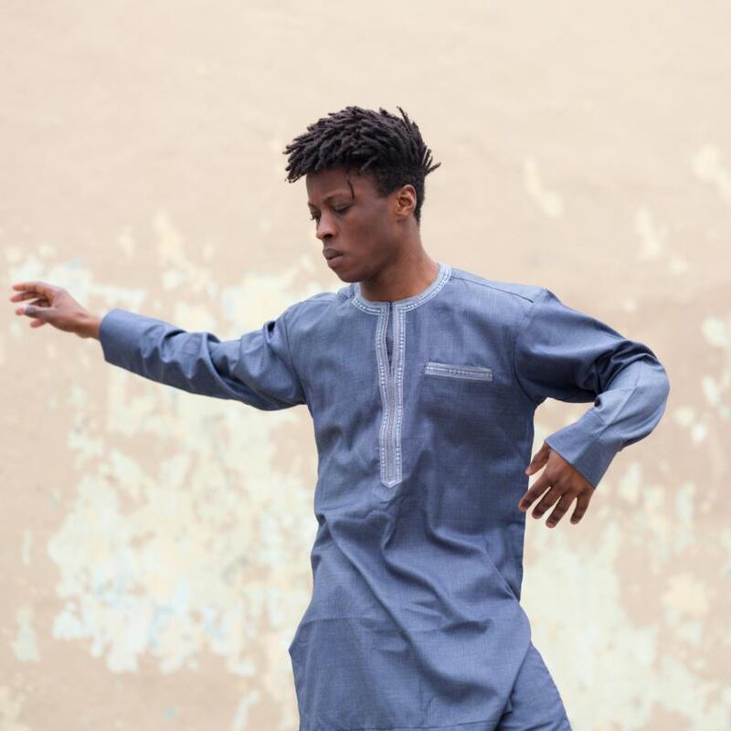 Mufutau Yusuf rehearsing for his show Owe. Photograph: Nate Palmer/The New York Times