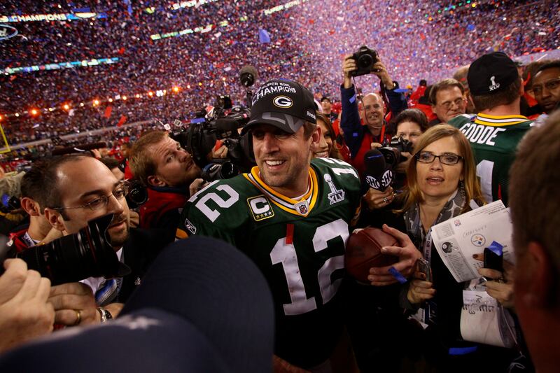 Aaron Rodgers won Super Bowl XLV with the Green Bay Packers. Photogrpah: Doug Mills/The New York Times