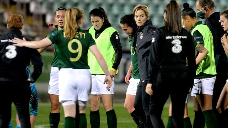 Vera Pauw’s Ireland need to pull off a shock result against Germany to qualify for the Euros. Photograph: Aleksandar Djorovic/Inpho