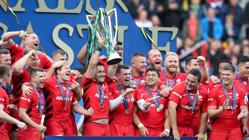 Saracens beat Leinster in the 2019 Heineken Champions Cup final in Newcastle. Photograph: Andrew Fosker/Inpho