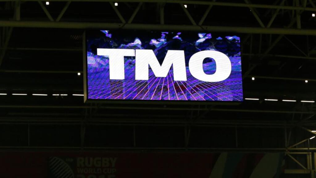 A TMO interlude is announced during the Ireland v Canada clash at the Millennium Stadium in Cardiff. Photograph: Andrew Boyers/Reuters/Livepic