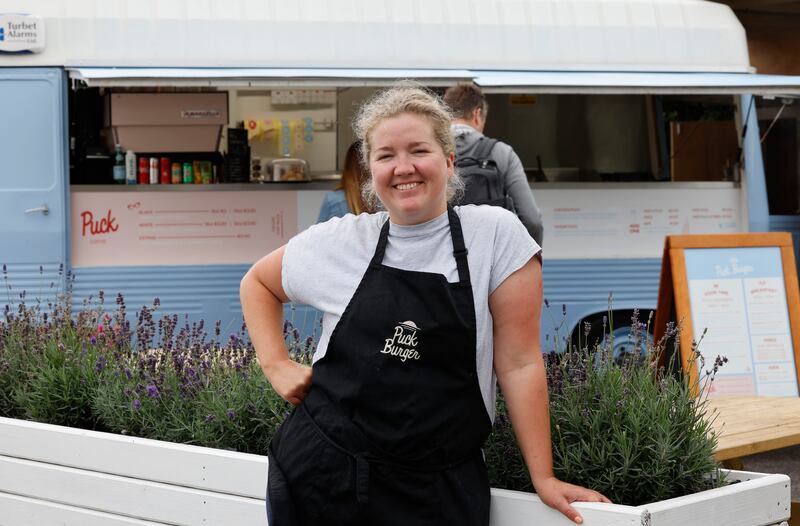 Aoibheann Callely, owner of Puck Burger, brings beef, chicken and veggie burgers to the seaside. Photograph: Alan Betson