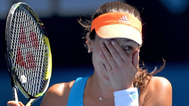 Ana Ivanovic of Serbia celebrates after winning her match against Serena Williams of the USA in round four of the Australian Open in Melbourne. Photograph: Joe Castro/EPA