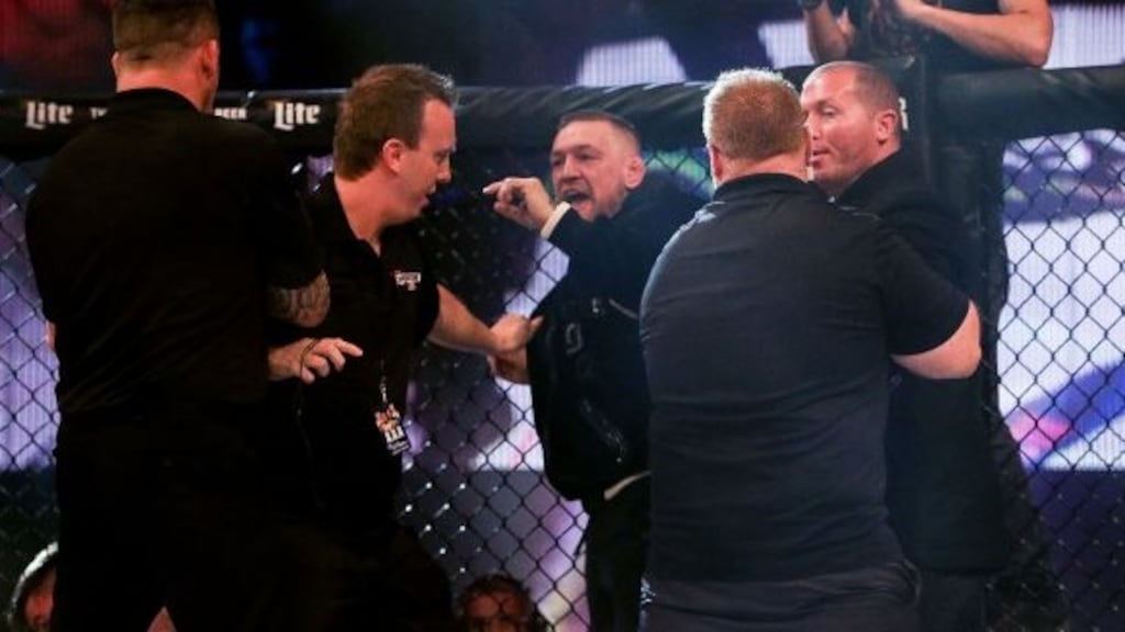 Conor McGregor was involved in an altercation with officials in the octagon at the Bellator 187 event at the 3Arena. He later apologised. Photograph: Gary Carr/Inpho