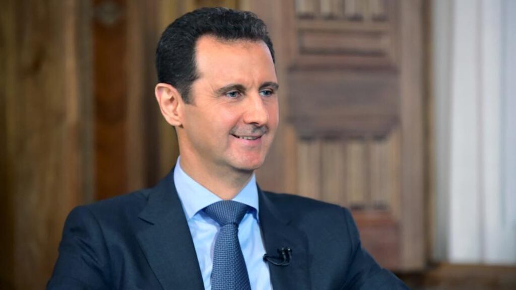 Syria’s president Bashar al-Assad during the interview with al-Manar, in Damascus,on Tuesday this week. Photograph: Reuters