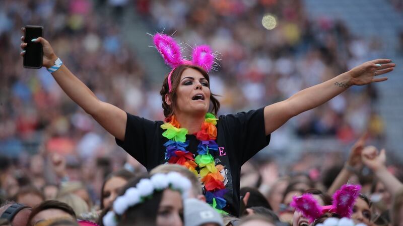 One of 75,000 Westlife fans in Croke Park on Friday. Photograph: Crispin Rodwell for the Irish Times