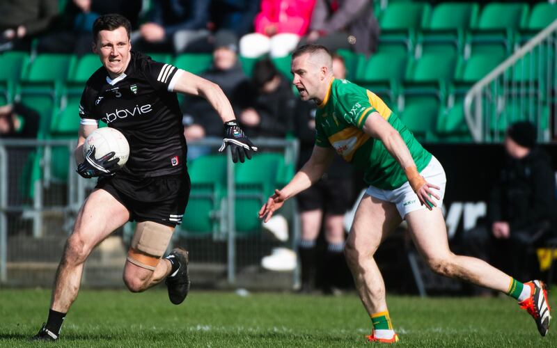 Leitrim’s Evan Sweeney and Sligo’s Eddie McGuinness in the Connacht senior football championship quarter-final. Photograph: Evan Logan/Inpho