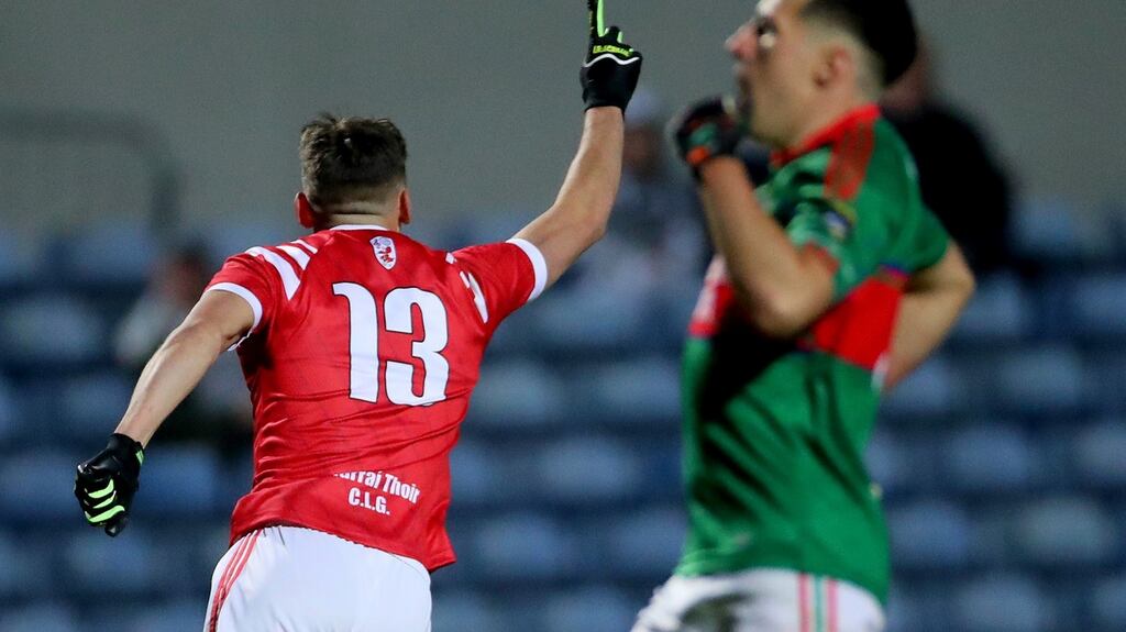 East Kerry’s David Clifford celebrates scoring his side’s first goal. Photograph: Inpho