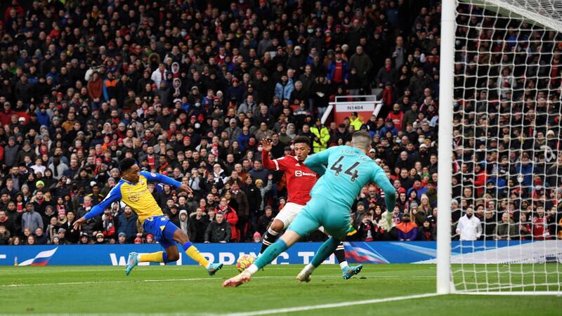 Jadon Sancho opens the scoring for Manchester United against Southampton.Oli Scarff/Getty/AFP