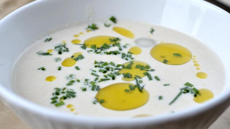 Cold almond soup. Photograph: Alan Betson
