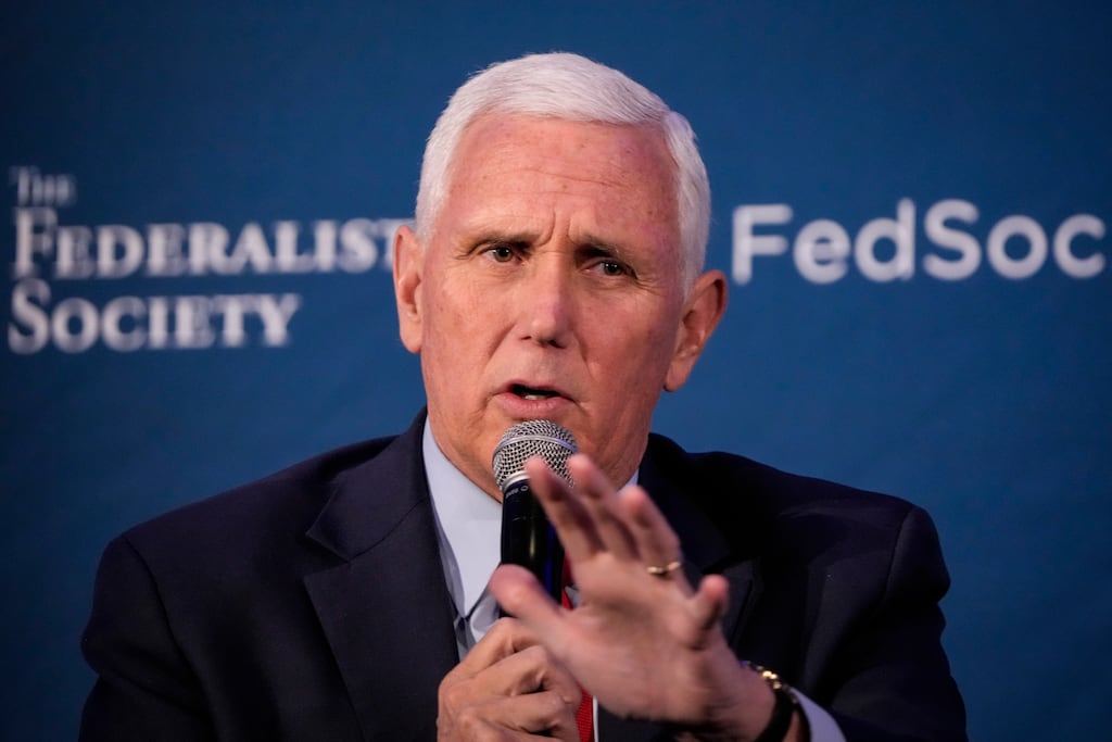 Former US vice-president Mike Pence testified before a federal grand jury on Thursday. Photograph: Drew Angerer/Getty Images