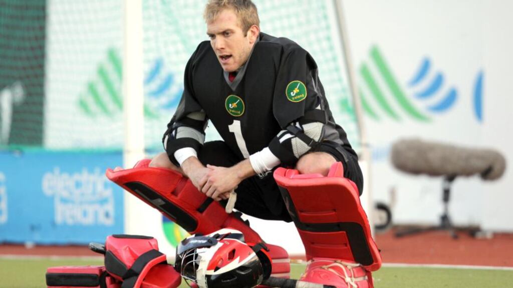 Ireland’s David Harte is on the shortlist of 18 goalkeepers vying to be taken on by the Hockey India League. Photograph: Donall Farmer/Inpho.