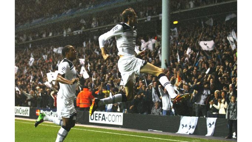 Peter Crouch's fifth minute header set Tottenham on the way to victory over Youing Boys of Bern at White Hart Lane. - (Photograph: Clive Rose/Getty Images)