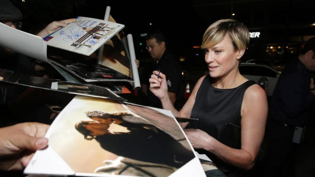 Actor Robin Wright attends a special screening of Netflix’s ‘House of Cards’ in Los Angeles last week – some 57 per cent of ‘adland’ workers use the internet once a week or more to watch TV programmes. photograph: eric charbonneau for netflix