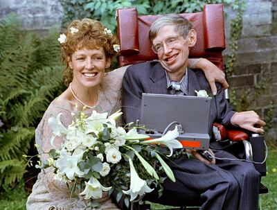 Stephen Hawking and his bride Elaine Mason in September, 1995.