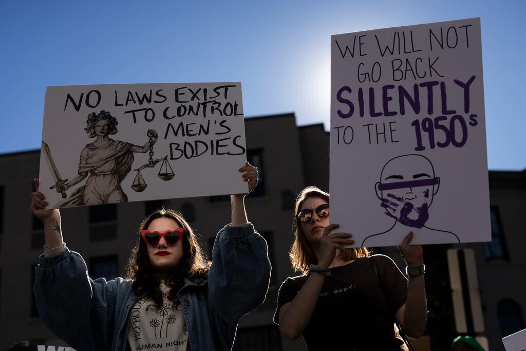 Women march during a protest in Washington last Saturday. The idea of a return to the old patriarchal family headed by the male breadwinner is appealing to men who see it as a reassertion of natural superiority. But it also appeals to a significant minority of women. Photograph: Tierney L Cross/The New York Times