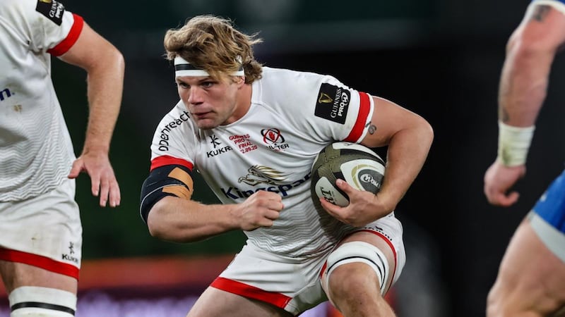 Jordi Murphy in action for Ulster against Leinster during the Guinness Pro 14 Final at the Aviva Stadium back in September. Photograph: Billy Stickland/Inpho