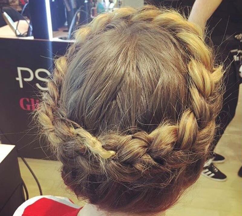 A close up of Laura Kennedy’s halo braid which was done at PS . . . X Glissed pop-up in Penneys, Mary Street, Dublin