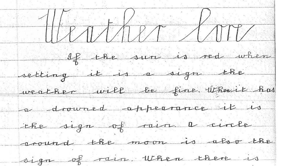 Sr Euphrasia’s copybook: “I find myself comparing the neat, carefully formed letters with my present scrawl’
