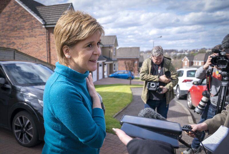 Former SNP leader Nicola Sturgeon previously disowned her old political mentor, former leader Alex Salmond, when he was faced with strife. Will Humza Yousaf do the same to her? Photograph: Jane Barlow/PA