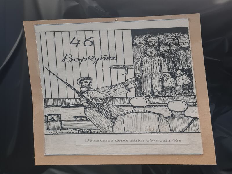 Drawing of a deportation train by Victor Zambrea, who was deported to the Tyumen region in 1949. Photograph: Naomi O'Leary