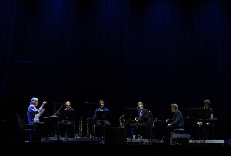 Michael Riesman (left) and the Philip Glass Ensemble perform in Madrid in June. Photograph: Pierre-Philippe Marcou/AFP via Getty Images